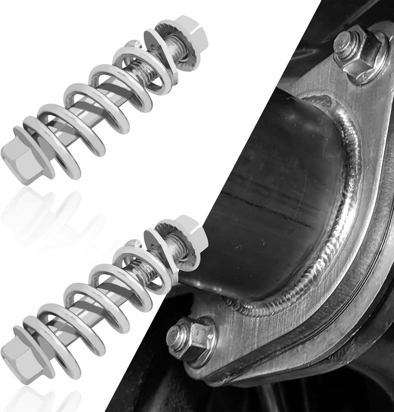 SamWinGear 2Sets Exhaust Manifold Bolts Muffler Repair Kit M10x1.5 MM Steel Exhaust Bolts and Nuts Flange Repair Kit with Springs for Exhaust Manifold Gasket Reduce Vibration Universal Car Accessories - Image 1